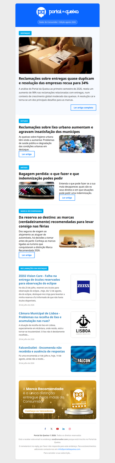 Reclamações sobre entregas quase duplicam e resolução das empresas recua para 34%
