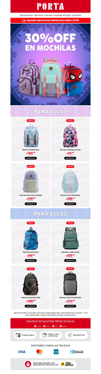 📚 ¡Vuelve a clases con todo! Aprovecha el 30% OFF en mochilas. ⏳🎒