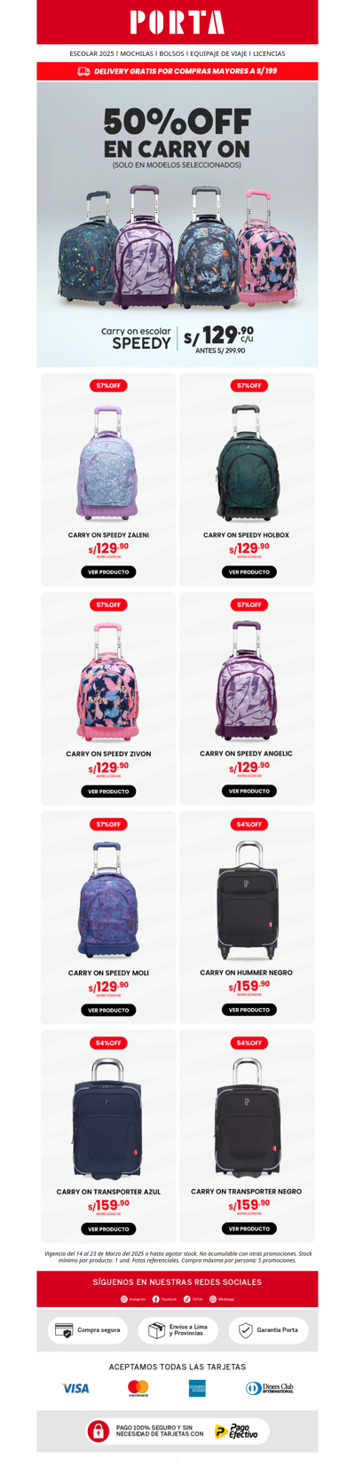 🚨🔖 ¡Corre que se acaba! Hasta 50% off en Carry on, solo por tiempo limitado. 🎒