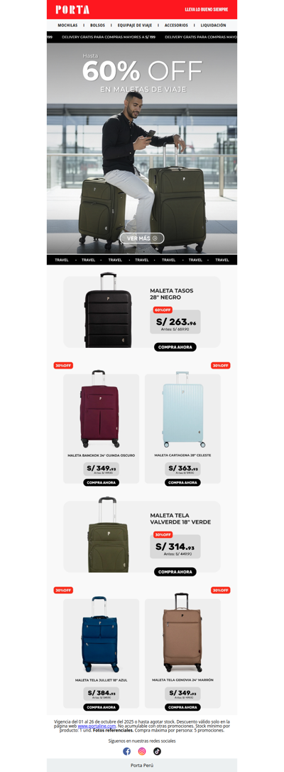 🧳Hasta 60% OFF en tus compañeras de viaje ✈️