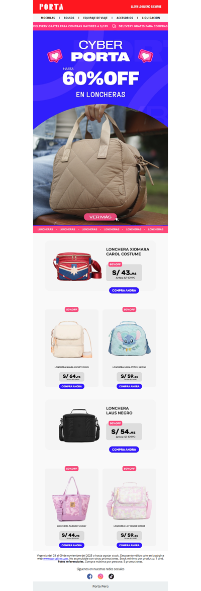 🔥¡Hasta 60% OFF en Loncheras! 😋