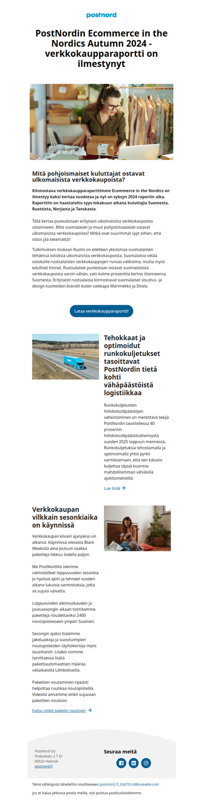 PostNordin uutiskirje – Ajankohtaista logistiikasta ja verkkokaupasta