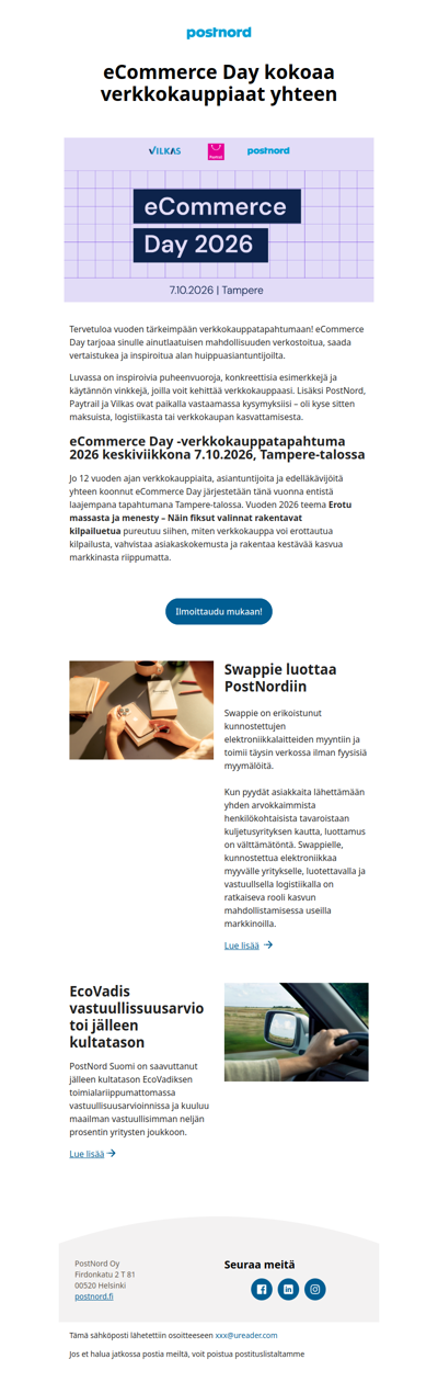 PostNordin uutiskirje – Ajankohtaista logistiikasta ja verkkokaupasta