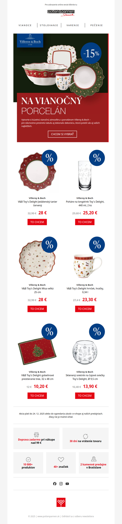 Vianočný porcelán Villeroy & Boch teraz so zľavou.