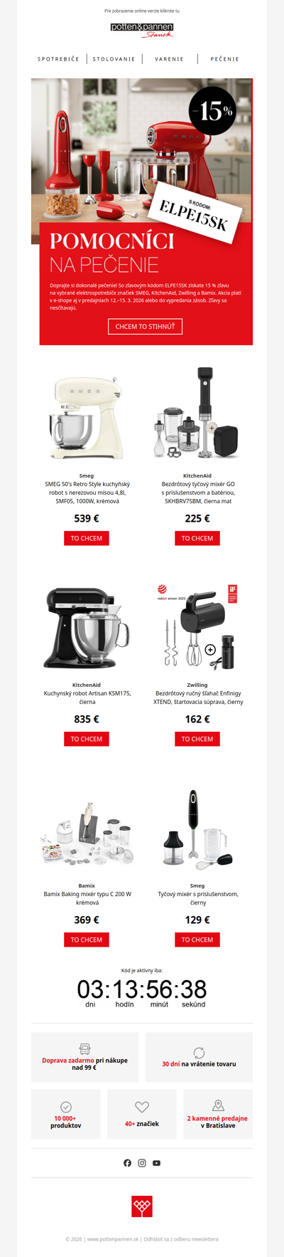 15 % zľava na elektro na pečenie. Len do nedele.