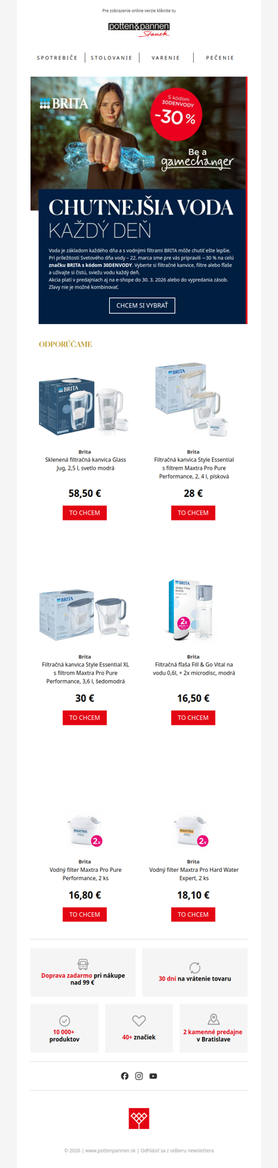 Oslávte Svetový deň vody s 30 % zľavou.