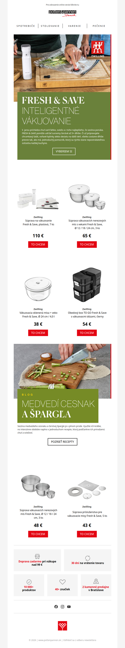 Uchovajte suroviny čerstvé až 5× dlhšie s FRESH & SAVE.