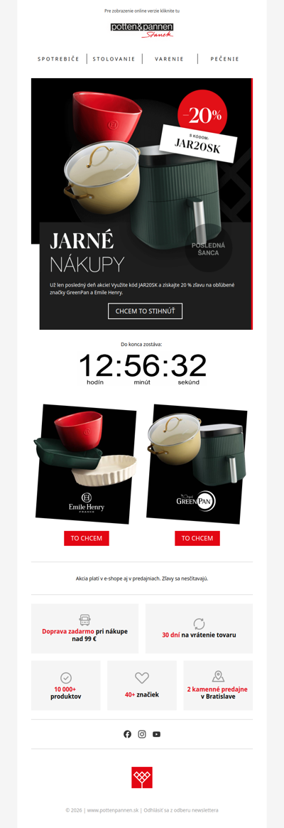 Už len dnes. Jarné nákupy so zľavou 20 %.