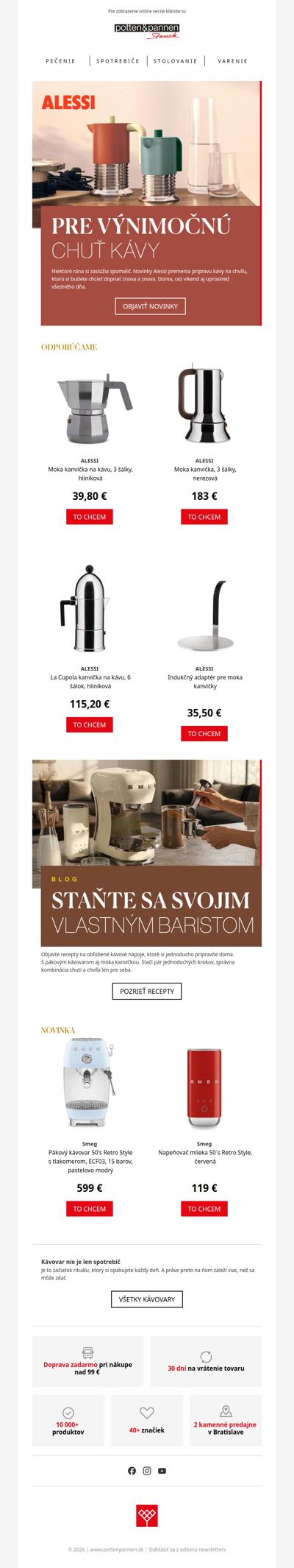 Nové moka kanvičky Alessi pre váš každodenný kávový rituál.