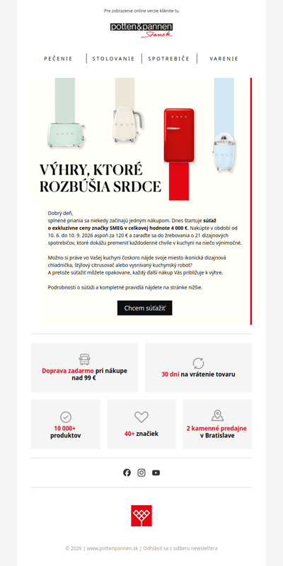 Súťaž o ceny SMEG v hodnote 4 000 € práve začína.
