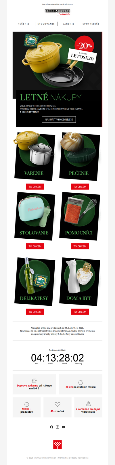 Letné nákupy s 20 % zľavou štartujú práve teraz.