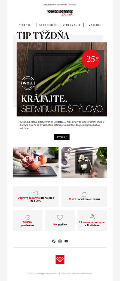 Obľúbené krájacie dosky Woll so zľavou 25 %.