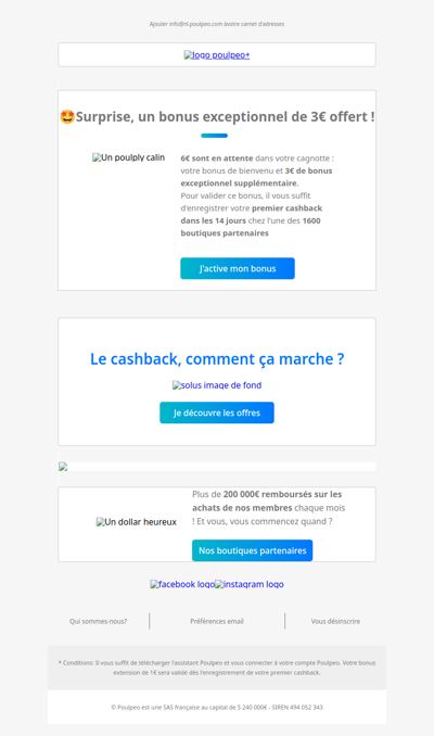 Votre cagnotte se remplit : 6€ de bonus 💰