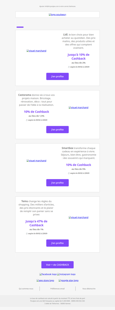 🔥 Super Cashback : jusqu'à 47% de Cashback dans ce mail !