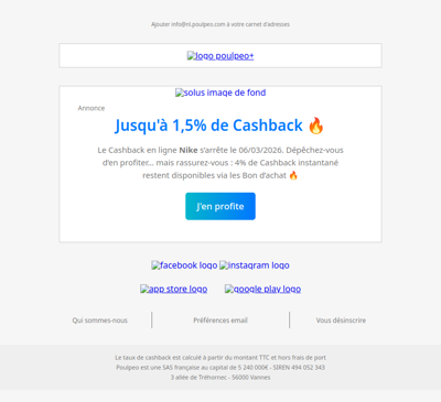 Nike : arrêt à partir du 06/03