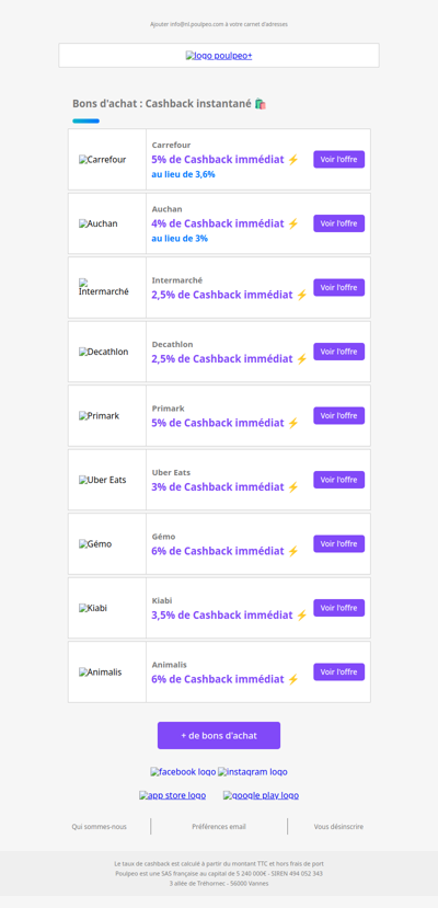 Bons d'achat : 5% sur Carrefour & 4% sur Auchan tout le weekend ✨