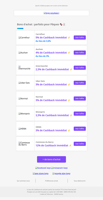 🌟 Cashback instantané sur les Bons d'achat