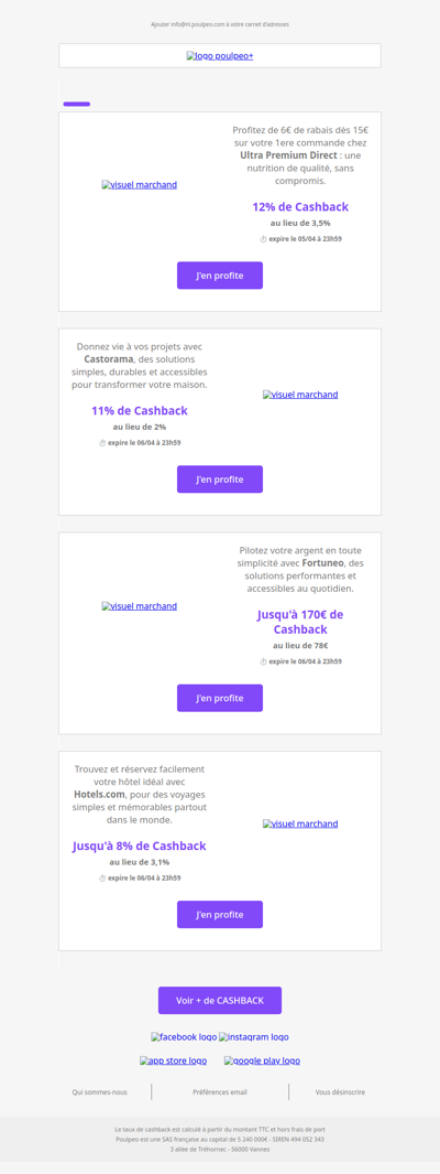 🚨 Super Cashback : empochez jusqu'à 170€  dans ce mail