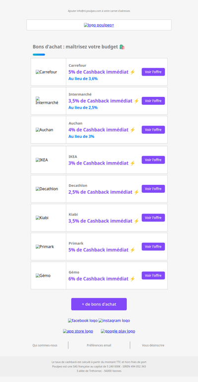 Bons d'achat : hausse de Cashback chez Intermarché, Carrefour & Auchan 🔥