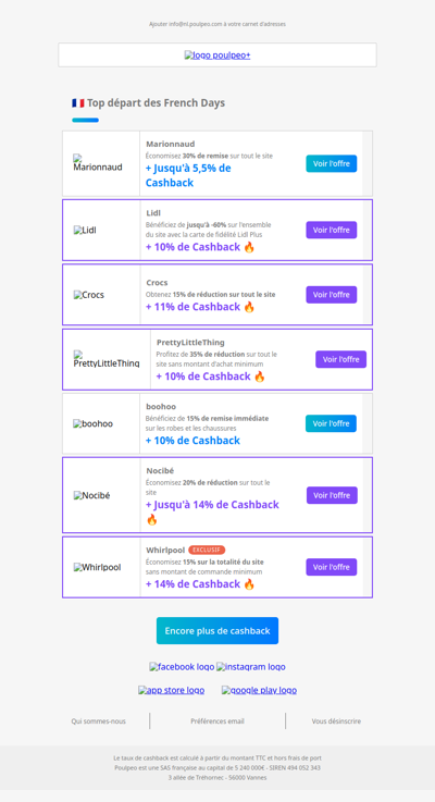 🇫🇷🥐 French Days : cumulez Cashback & Codes Promo