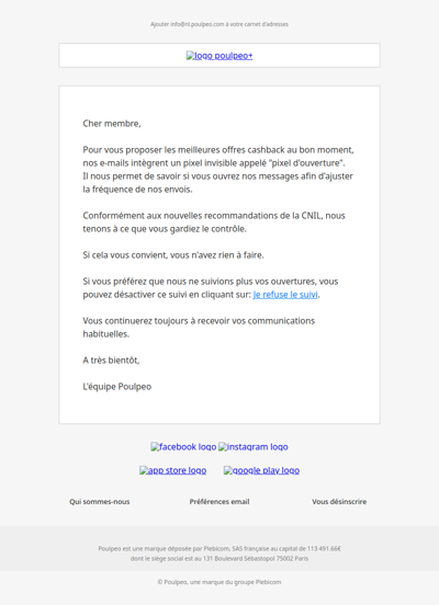 Vos choix concernant le suivi de nos e-mails