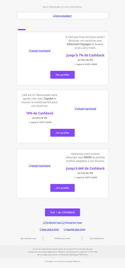 🚨 Super Cashback : jusqu'à 66€ dans ce mail !