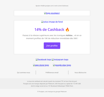 Adidas : 14% de Cashback 🔥