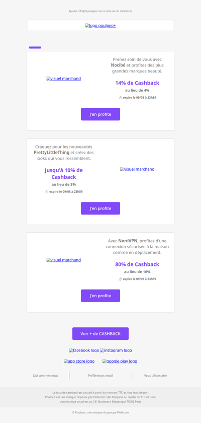 🚨 Super Cashback : jusqu'à 80% dans ce mail !