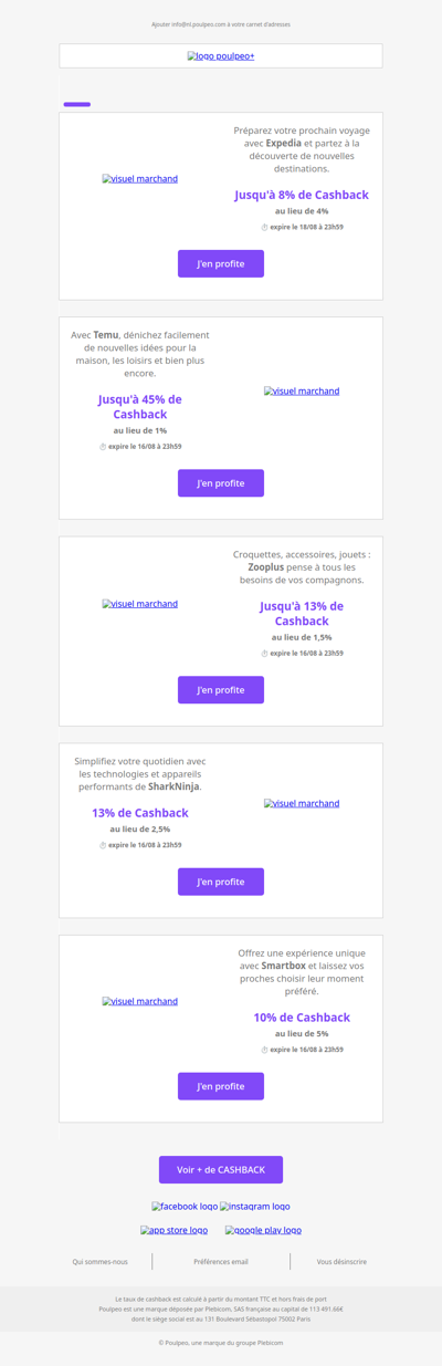 🔥 C'est l'heure des Super Cashback du jour