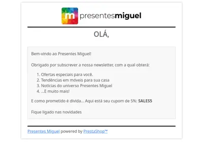 [Presentes Miguel] Confirmação da Newsletter