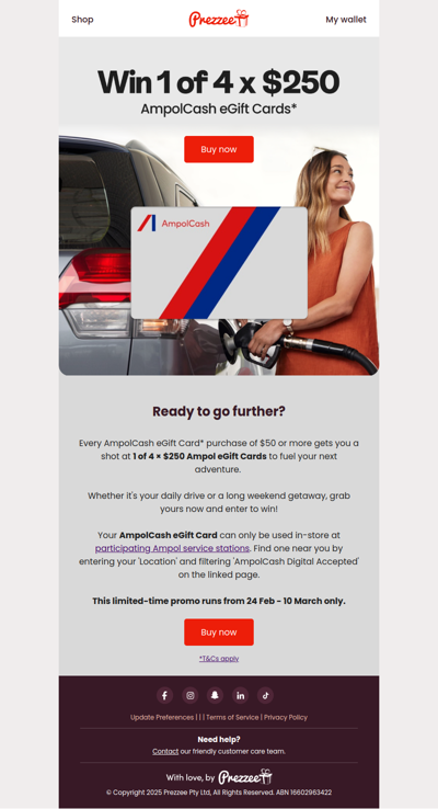 Win a $250 AmpolCash eGift Card*!