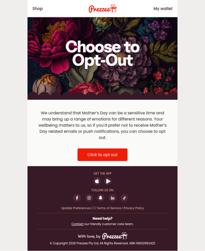 Choose to opt-out of Mother’s Day