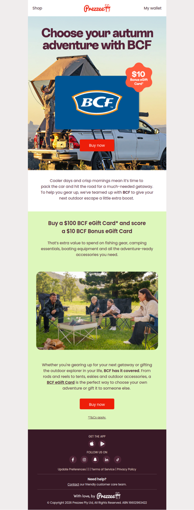 Gear up with BCF and score a $10 bonus* this autumn