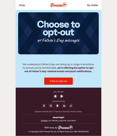 Opt Out of Father's Day communications