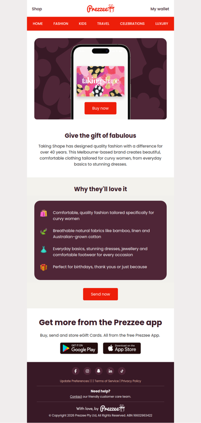 New to Prezzee: Taking Shape gift cards 🛍️