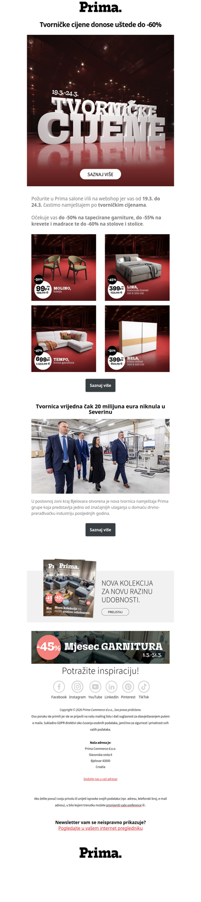 👉Častimo vas namještajem po tvorničkim cijenama