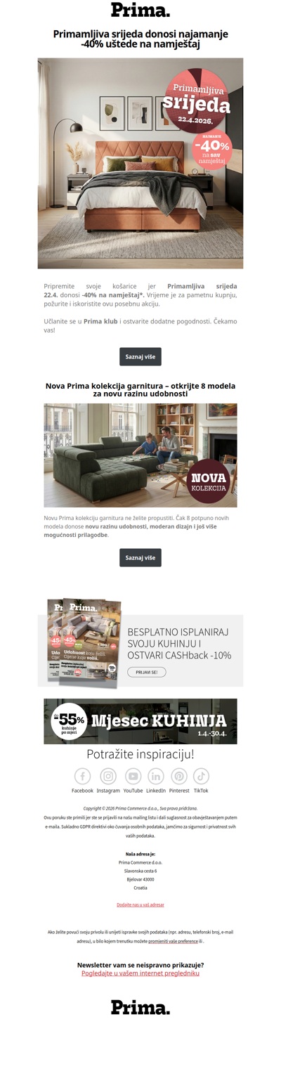 👉Iskoristite najmanje -40% na sav namještaj