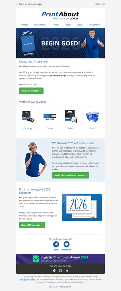 Start het jaar goed: gratis sporttasje bij je bestelling!