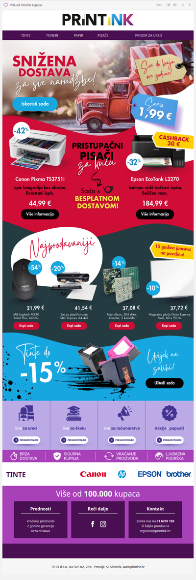 Iskoristite sniženu dostavu od samo 1,99 € do kraja godine! 📅📯