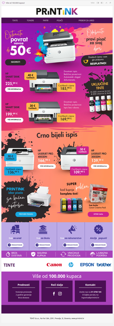 Kupite printer i iskoristite HP povrat novca 🖨️ do 31.1. ⏰