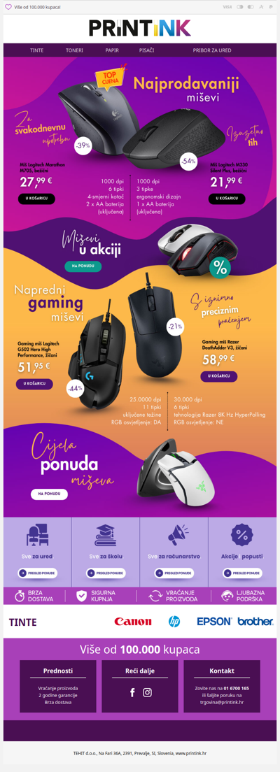 Miševi na rasprodaji 🖱️ 🖲️ 🖥️ Logitech Razer HP 🔥