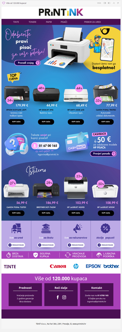 BESPLATNA DOSTAVA za sve printere 📯 🖨️🔎