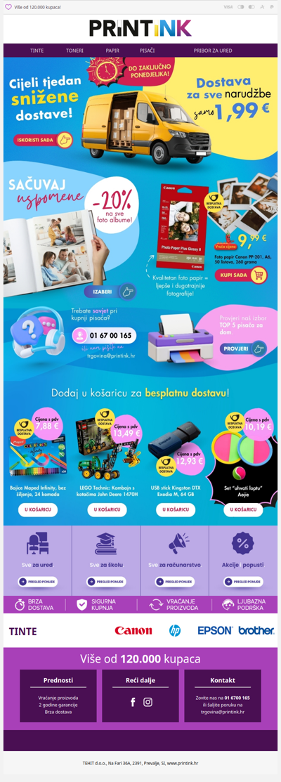 Čeka te tjedan blagdanskih pogodnosti! 🥳 Dostava samo 1,99 € 📯