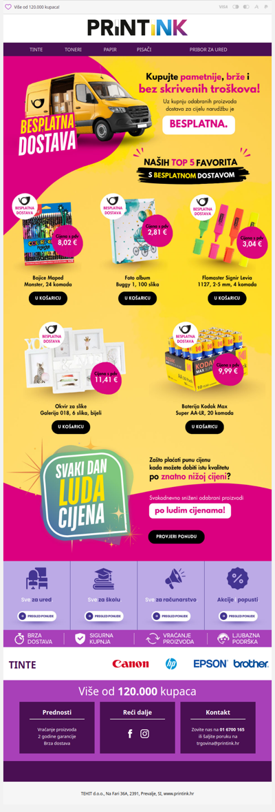 Proizvodi dolaze, troškovi ne – uvijek besplatna dostava! 🚚