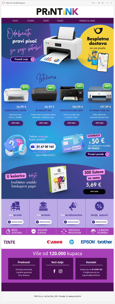 Besplatna dostava za sve printere 🚚