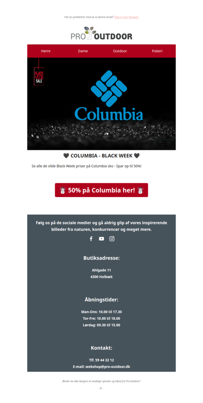 50% på Columbia 🖤 Black Week