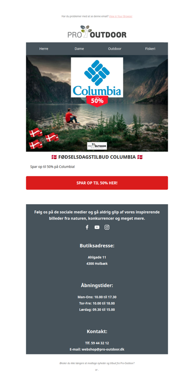 Columbia på Fødselsdagstilbud 🇩🇰