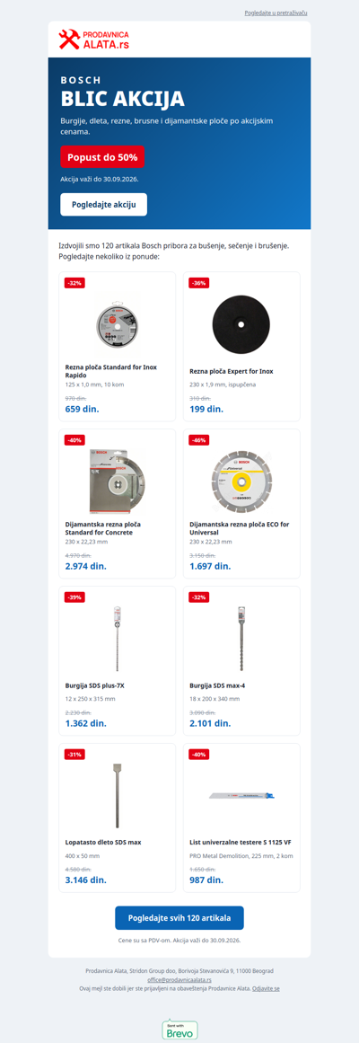 Bosch blic akcija: popust do 50% na burgije, dleta i ploče