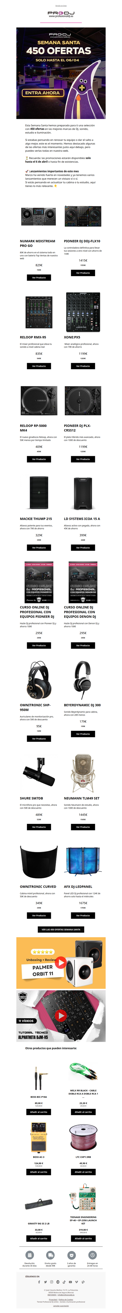 Semana Santa en Profesional DJ: 450 ofertas hasta el 6 de Abril