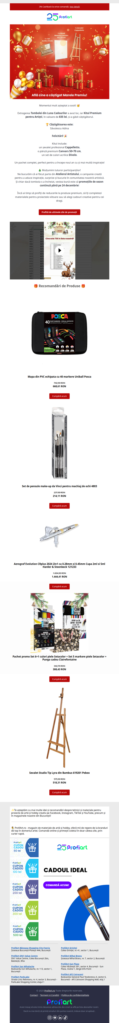 🎄 Află cine a câștigat Tombola din Luna Cadourilor! 🎁